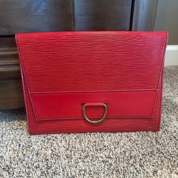 Louis Vuitton Vintage Red Jena Clutch with Gold Accent and Box - Picture 15 of 16
